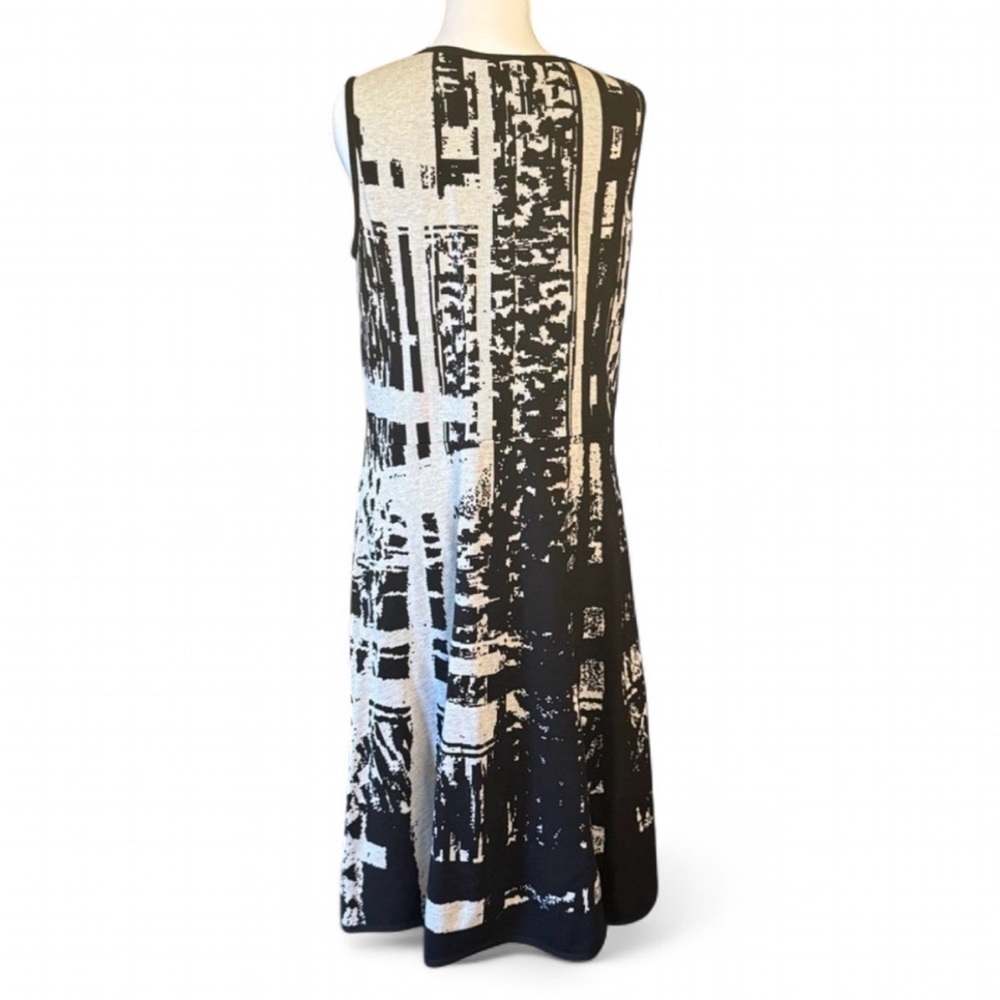 Simply Vera Vera Wang Sleeveless Knit Dress Black Beige Abstract Print Size L - Picture 2 of 5